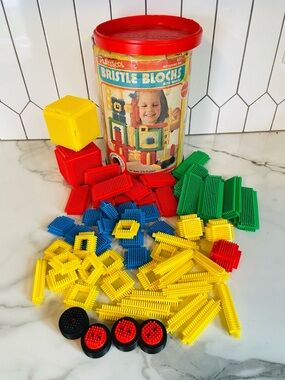 Vintage 1976 Playskool Bristle Blocks - 62 Pieces
